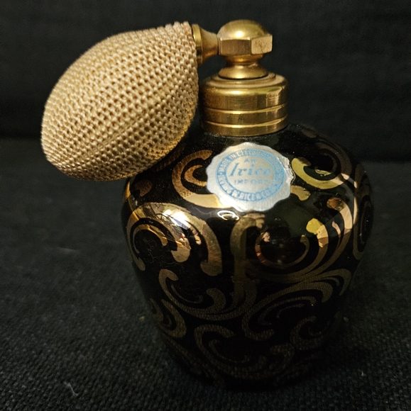 Irice Vintage  Czechoslovakian Glass Atomizer 1940 Perfume Bottle, Hand Painted  - Picture 7 of 13